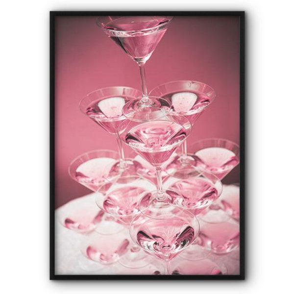 Pink Cocktails Pyramid Canvas Print