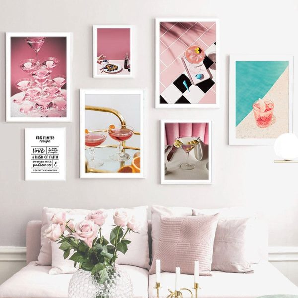 Pink Cocktails Pyramid Canvas Print - Image 3