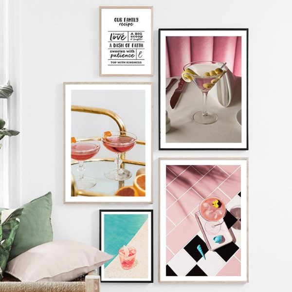Pink Cocktails Pyramid Canvas Print - Image 4